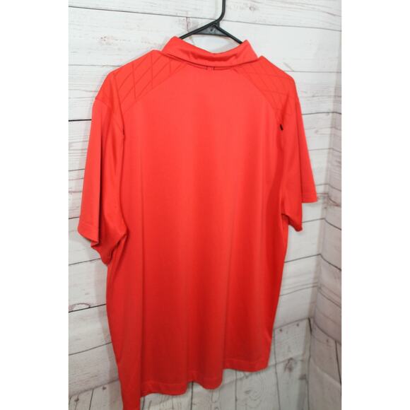 NIKE Men's Large Dri Fit Golf Polo Shirt, Red, Polyester, Collared, 3-Button - Picture 9 of 9